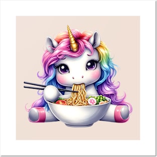 Unicorn Eating Ramen Posters and Art